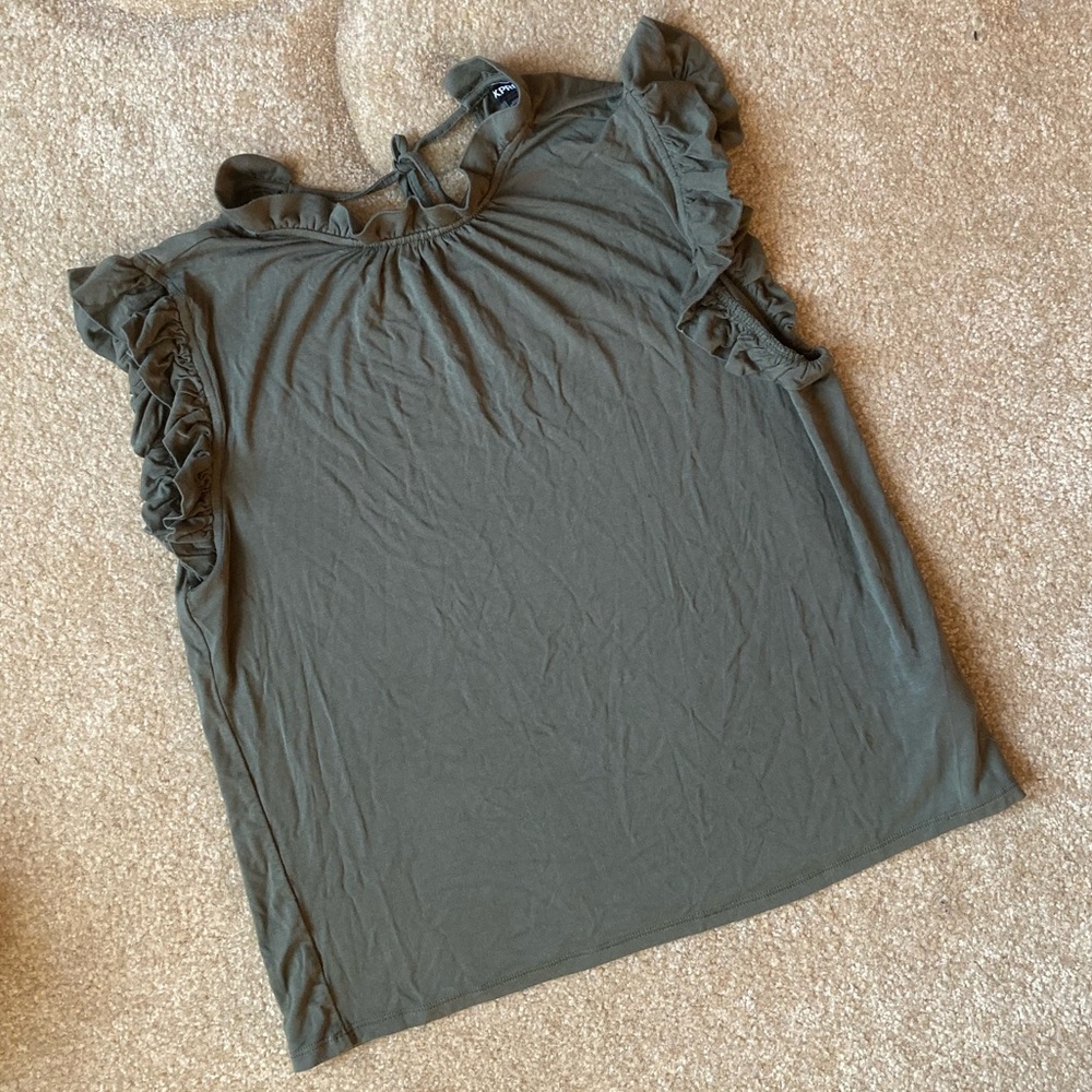 Express Green Ruffled Shirt